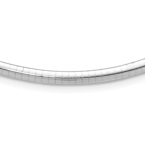 14kt White Gold 4mm Domed Omega Necklace