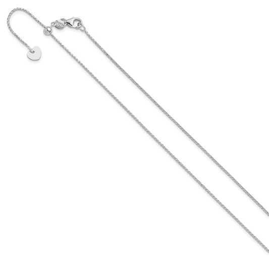 14KT White Gold Adjustable 1mm D/C Open Franco Chain