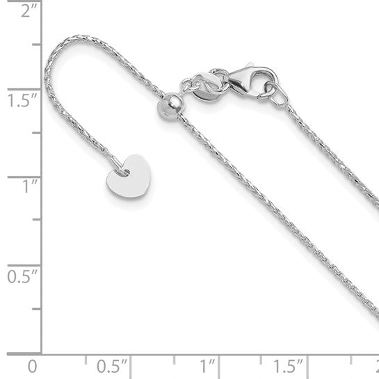 14KT White Gold Adjustable 1mm D/C Open Franco Chain