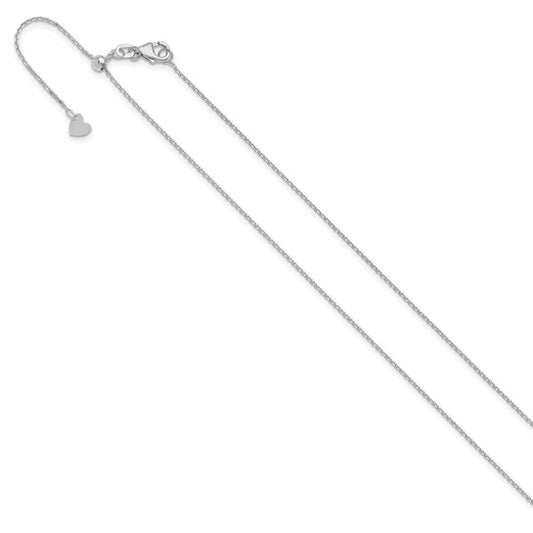 14KT White Gold Adjustable 1.1mm D/C Cable Chain