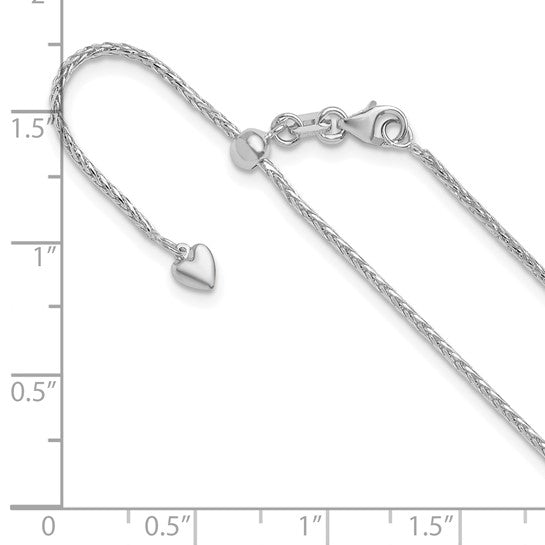 14KT White Gold Adjustable 1.3mm D/C Wheat Chain