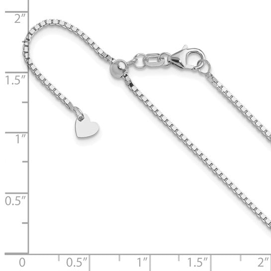 14KT White Gold Adjustable 1.2mm Box Chain