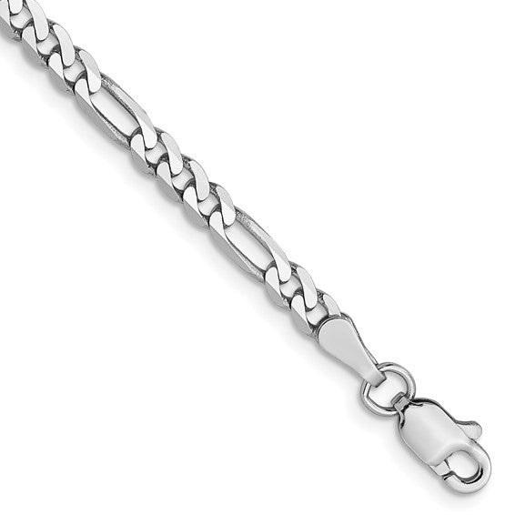 14KT White Gold 3mm Flat Figaro Chain