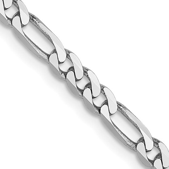 14KT White Gold 3mm Flat Figaro Chain