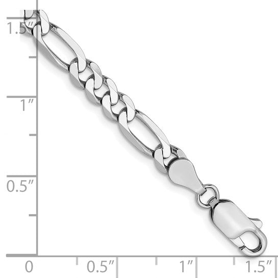 14kt White Gold 5mm Flat Figaro Chain