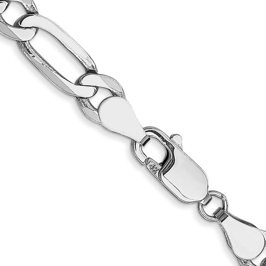14kt White Gold 5.5mm Flat Figaro Chain