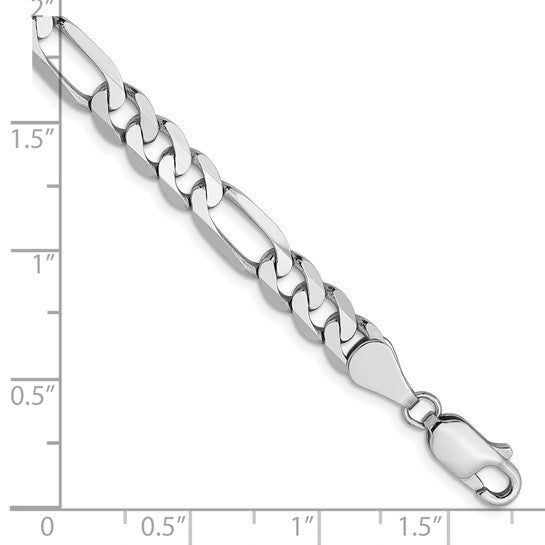 14kt White Gold 5.5mm Flat Figaro Chain