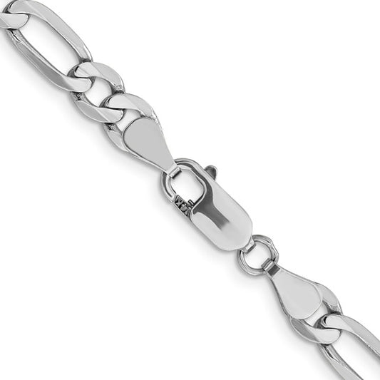14kt White Gold 6mm Flat Figaro Chain