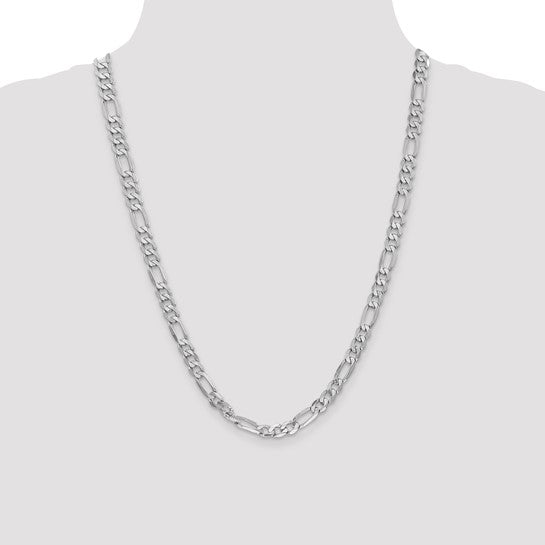 14kt White Gold 6mm Flat Figaro Chain