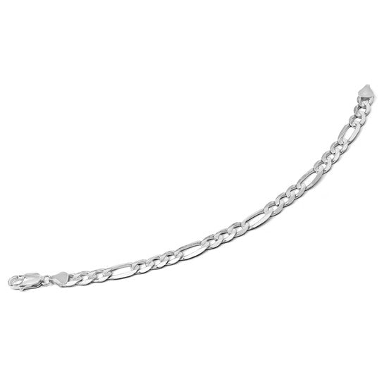 14kt White Gold 6mm Flat Figaro Chain