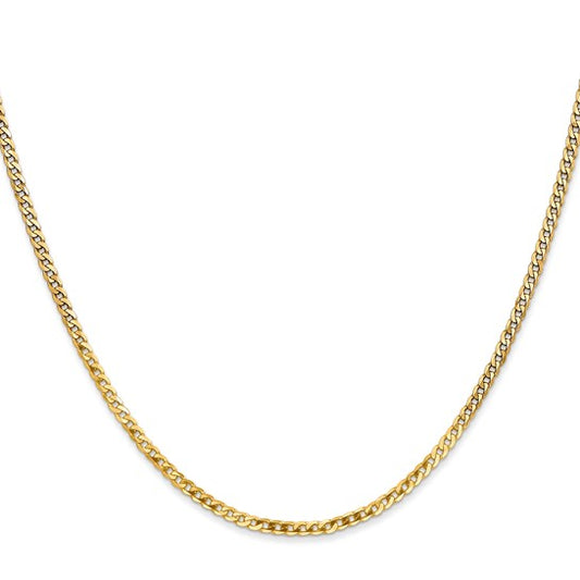 14KT Yellow Gold 2.2mm Flat Beveled Curb Chain