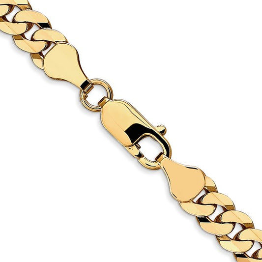 14kt Yellow Gold 6.1mm Flat Beveled Curb Chain
