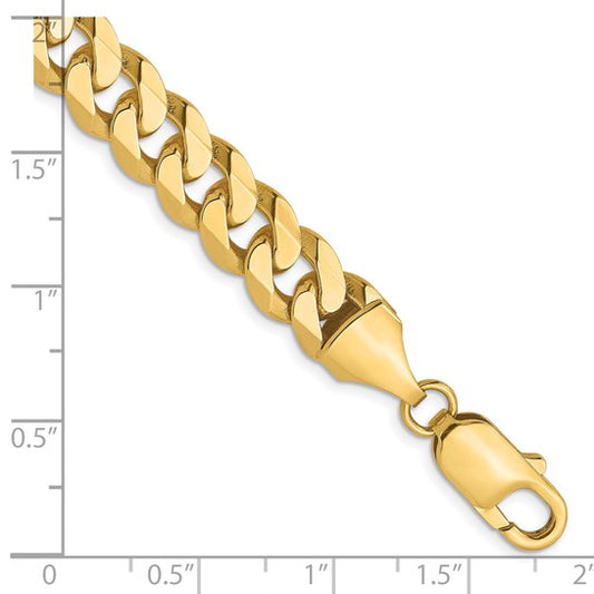 14KT Yellow Gold 8.75mm Flat Beveled Curb Chain