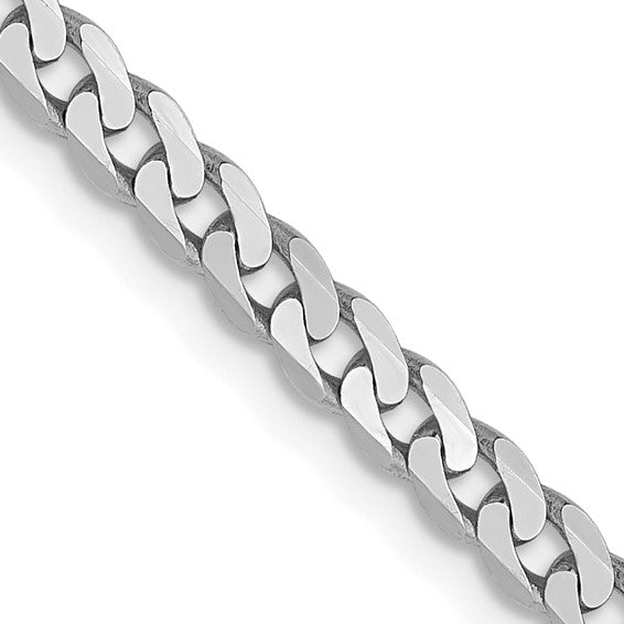 14kt White Gold 2.9mm Flat Beveled Curb Chain