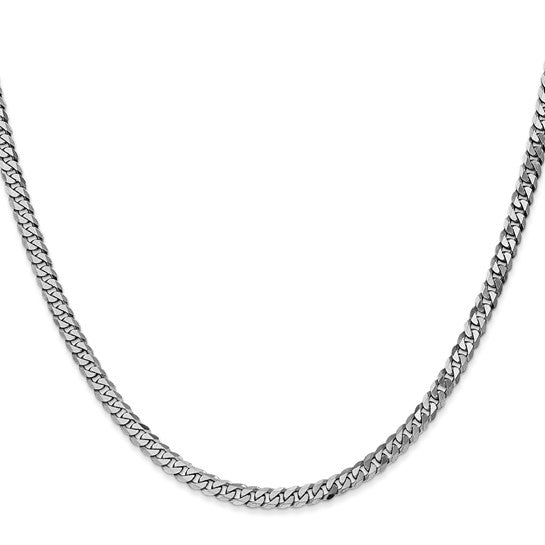 14KT White Gold 3.9mm Flat Beveled Curb Chain