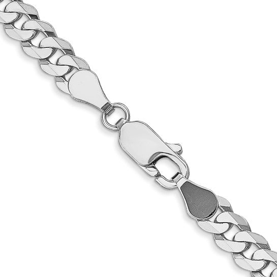 14KT White Gold 4.5mm Flat Beveled Curb Chain