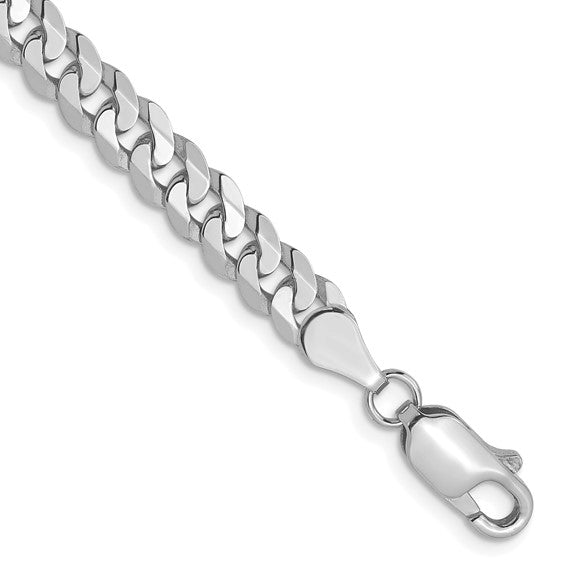14KT White Gold 4.5mm Flat Beveled Curb Chain