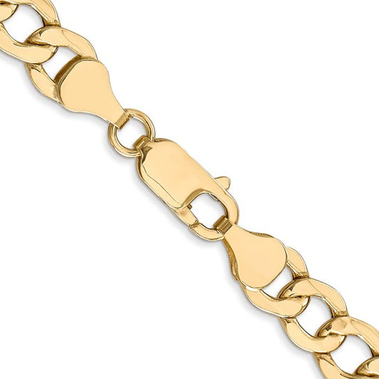14kt Yellow Gold 7mm Semi-Solid Curb Link Chain