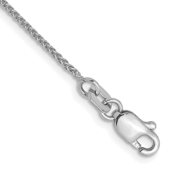 14kt White Gold 1.0mm Spiga Chain Anklet