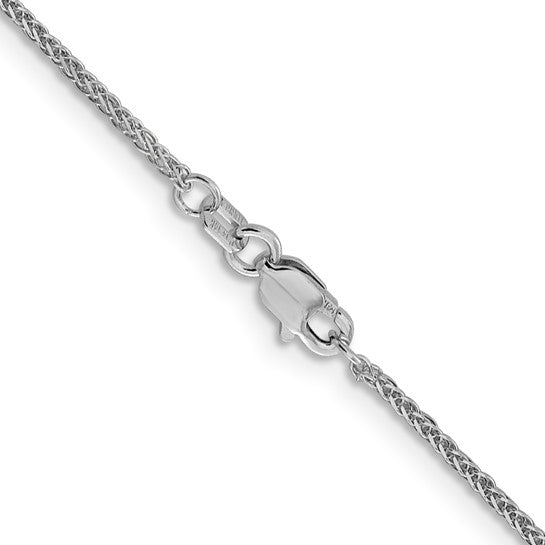 14KT White Gold 1mm D/C Quadra Wheat Chain