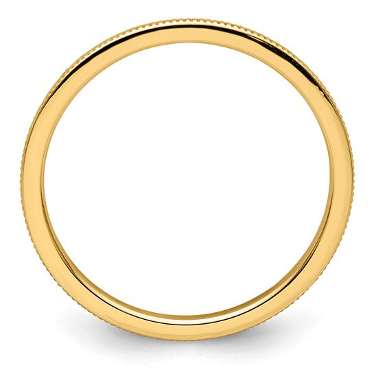 10KT Yellow Gold 1.2mm Milgrain Stackable Band Size 7