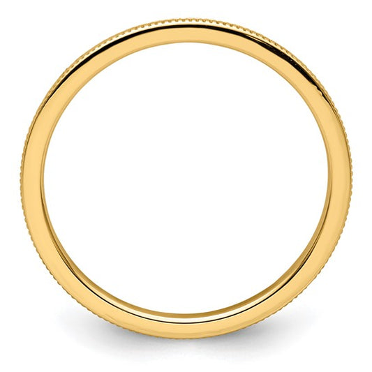 10KT Yellow Gold 1.2mm Milgrain Stackable Band Size 7.5