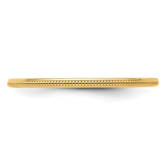 10KT Yellow Gold 1.2mm Milgrain Stackable Band Size 7