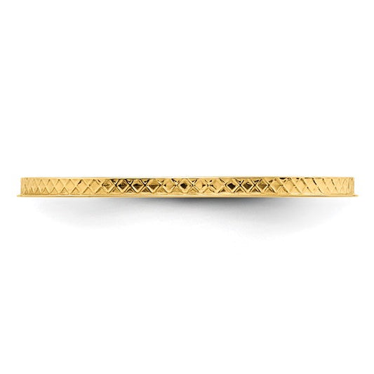 10KT Yellow Gold 1.2mm Criss-Cross Pattern Stackable Band Size 9