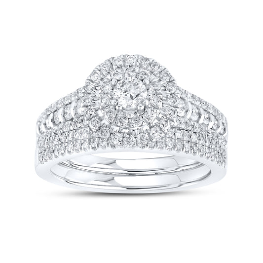 14kt White Gold 1.00 ctw Natural Diamond Bridal Ring Set