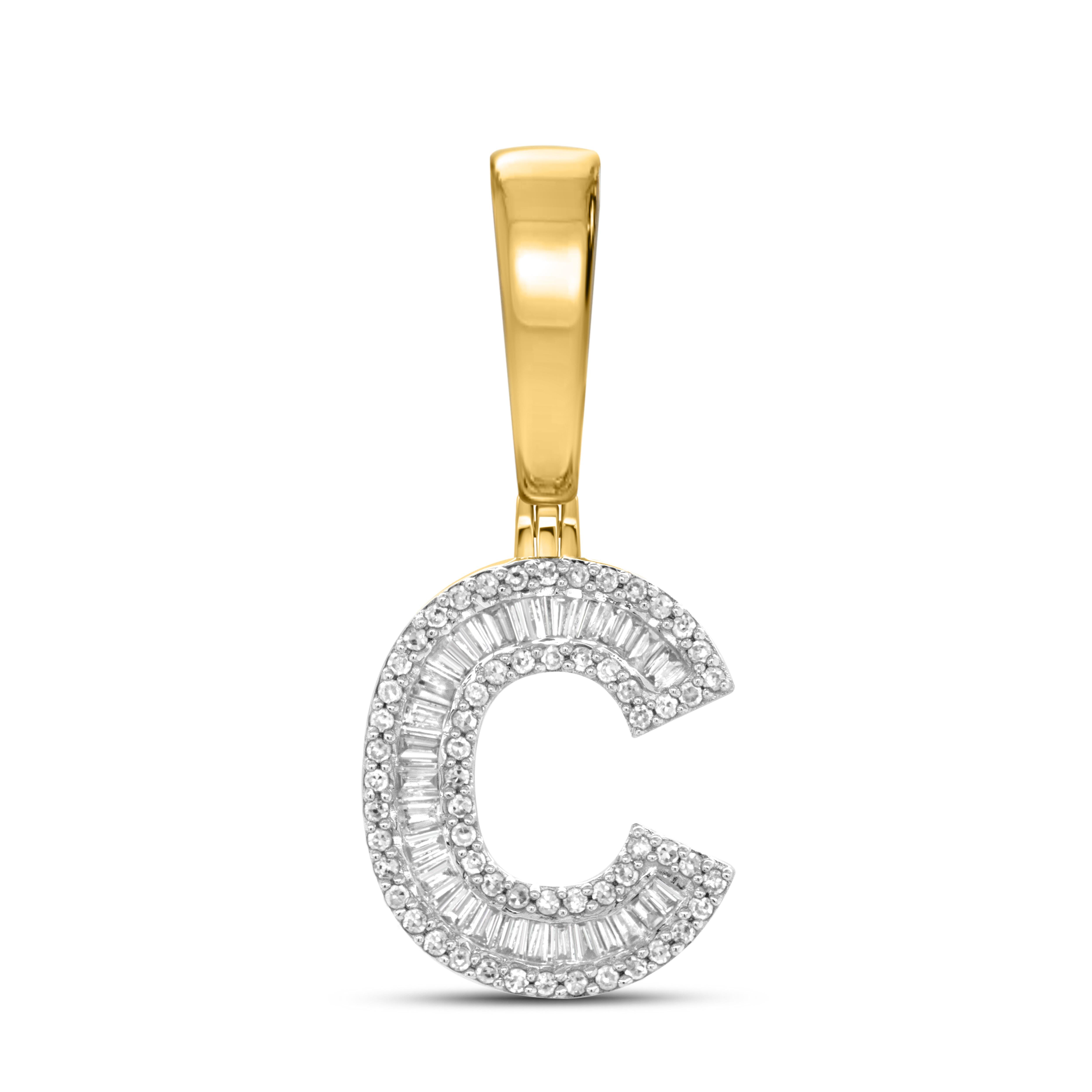 10kt yellow gold 0.38ctw Diamond Initial C Charm