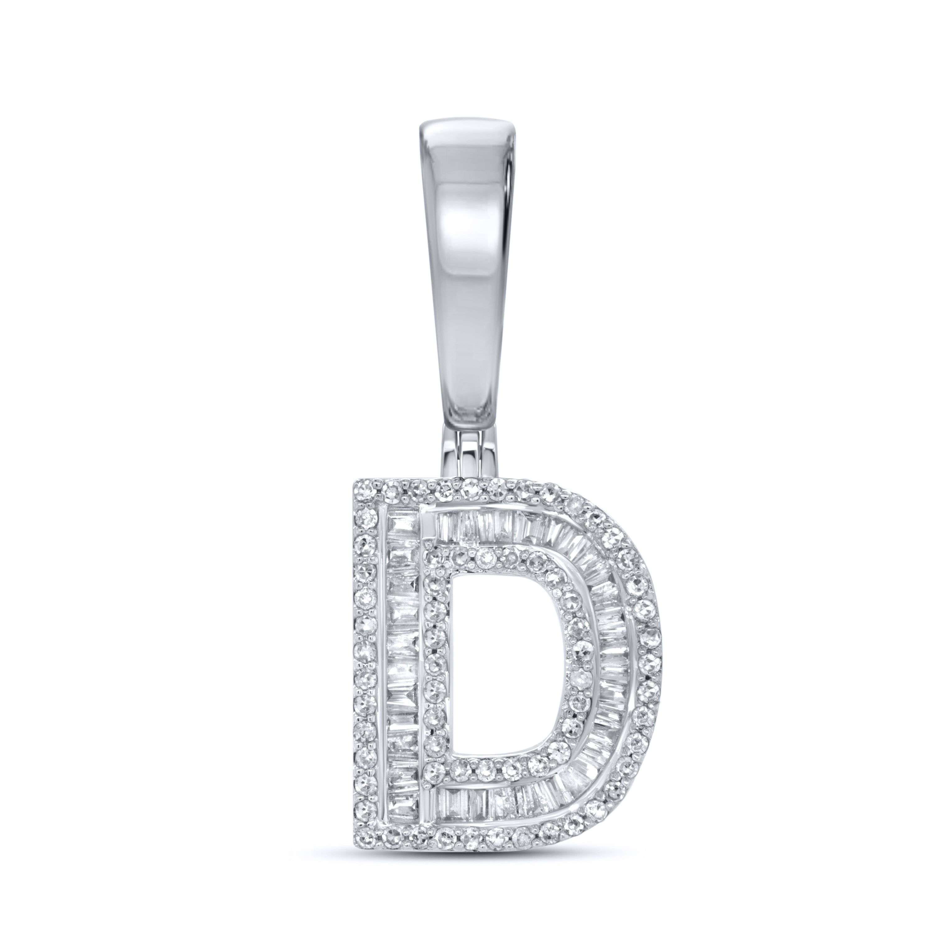 10KT WHITE GOLD 0.47 CTW NATURAL DIAMOND INITIAL D