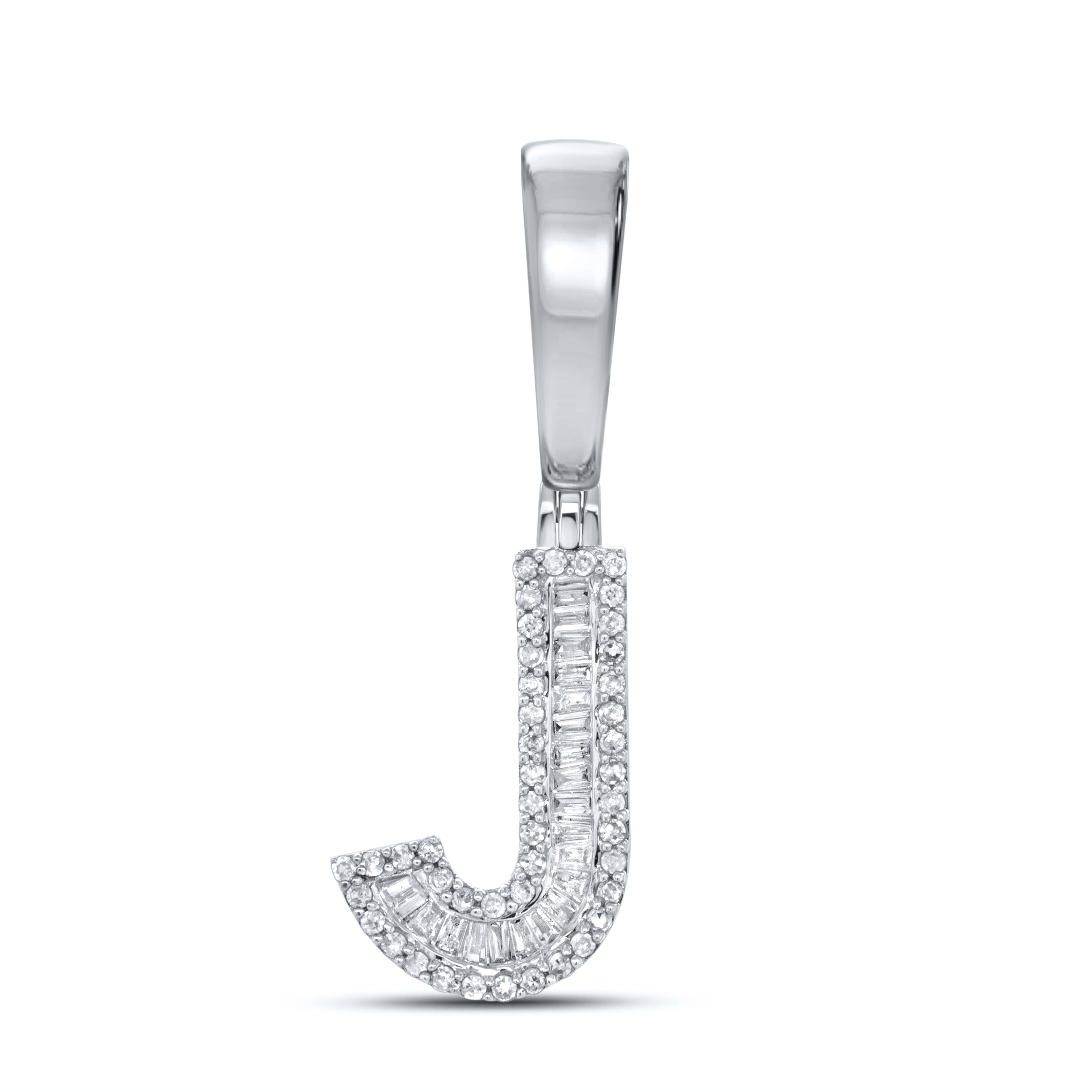 10KT WHITE GOLD 0.27 CTW NATURAL DIAMOND INITIAL J