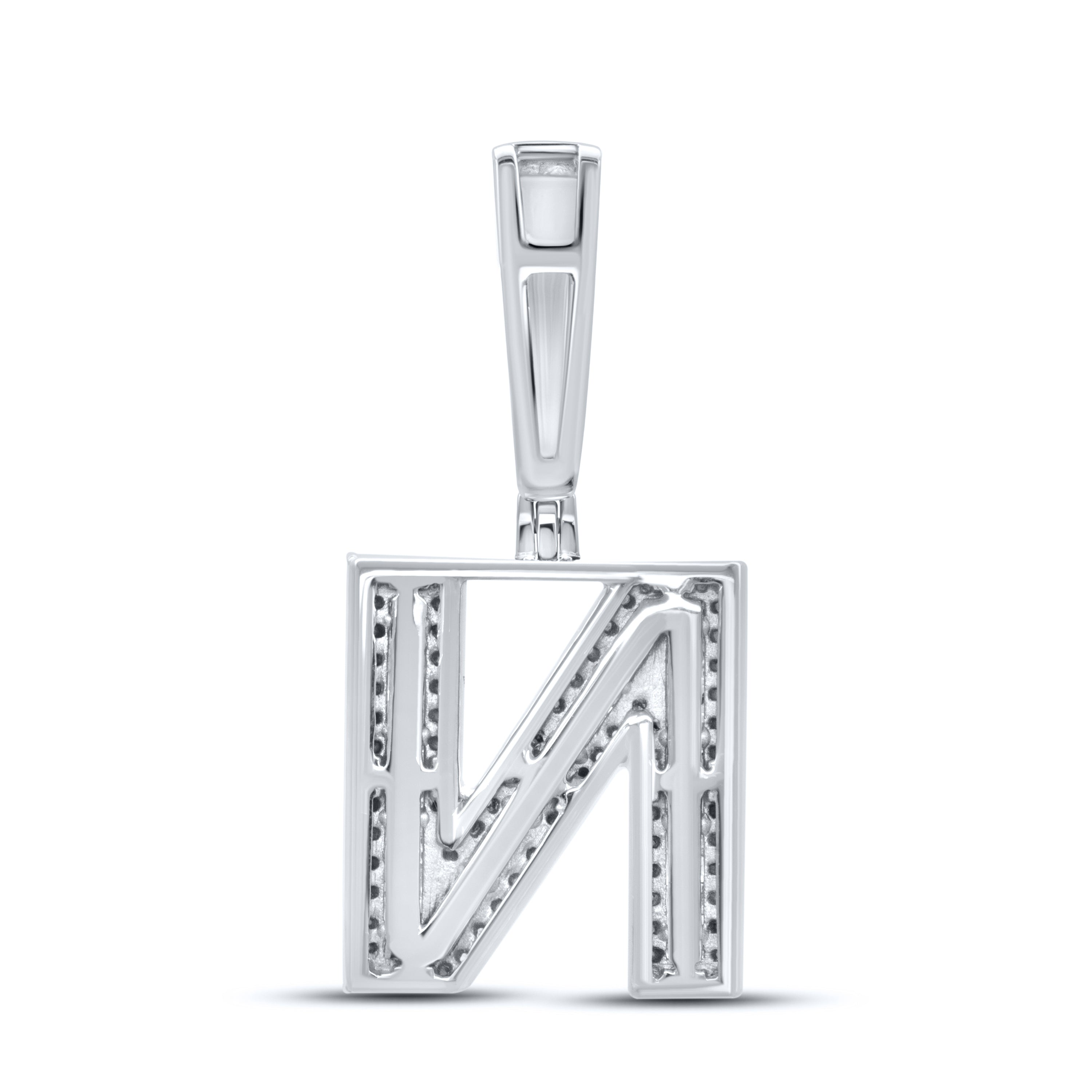 10KT WHITE GOLD 0.52 CTW NATURAL DIAMOND INITIAL N CHARM PENDANT