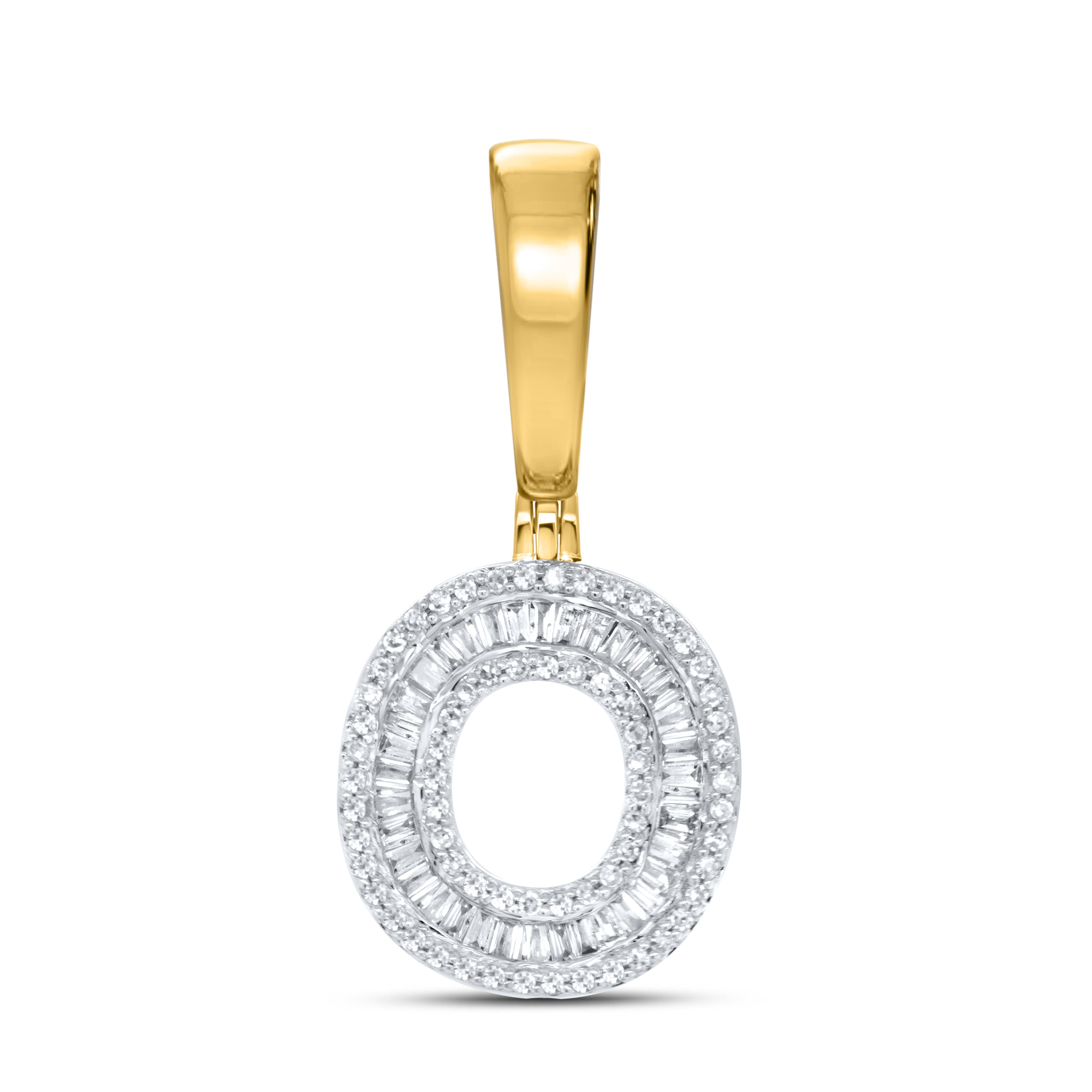10kt yellow gold 0.45ctw Diamond Initial O Charm