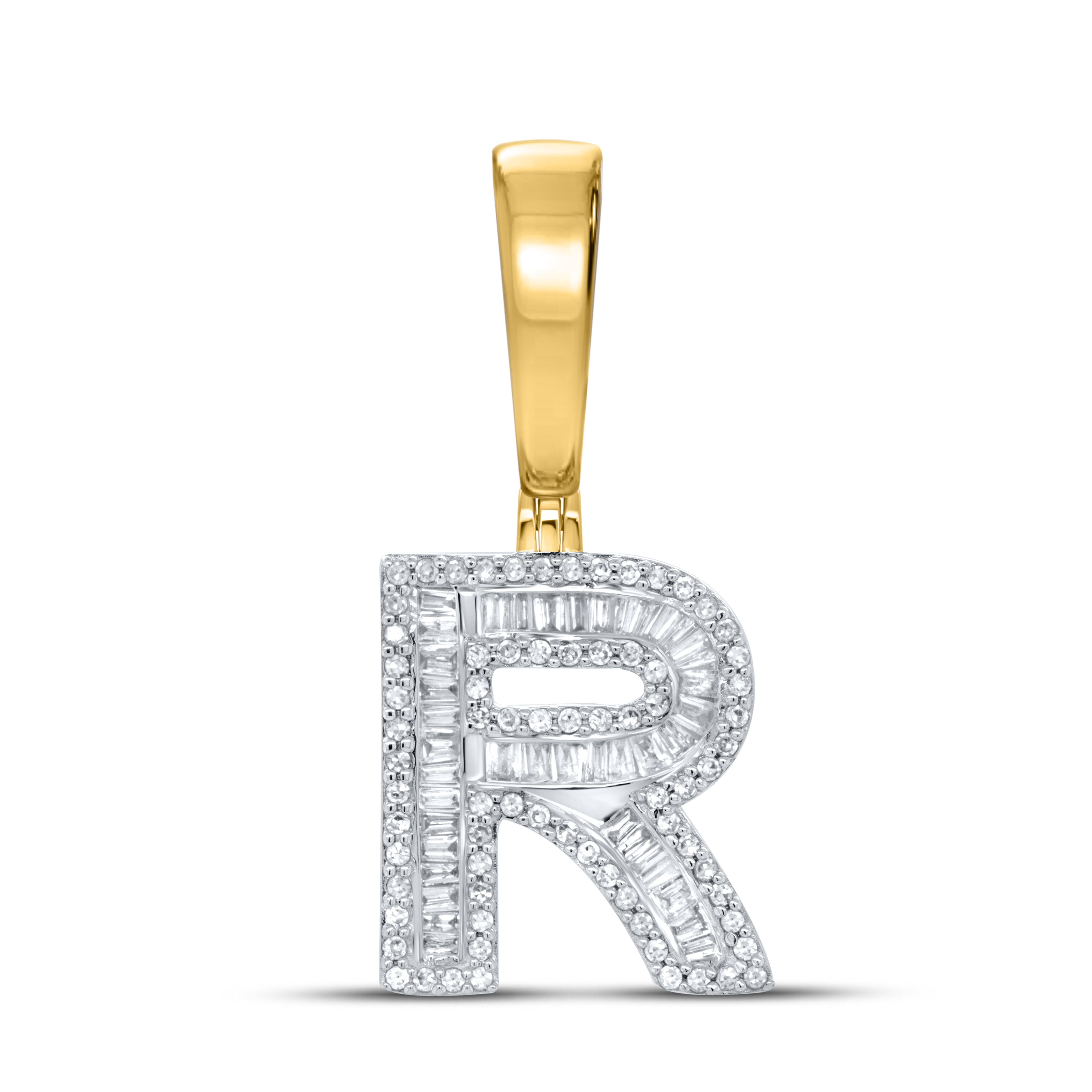 10kt yellow gold 0.50 CTW Diamond Initial R Charm