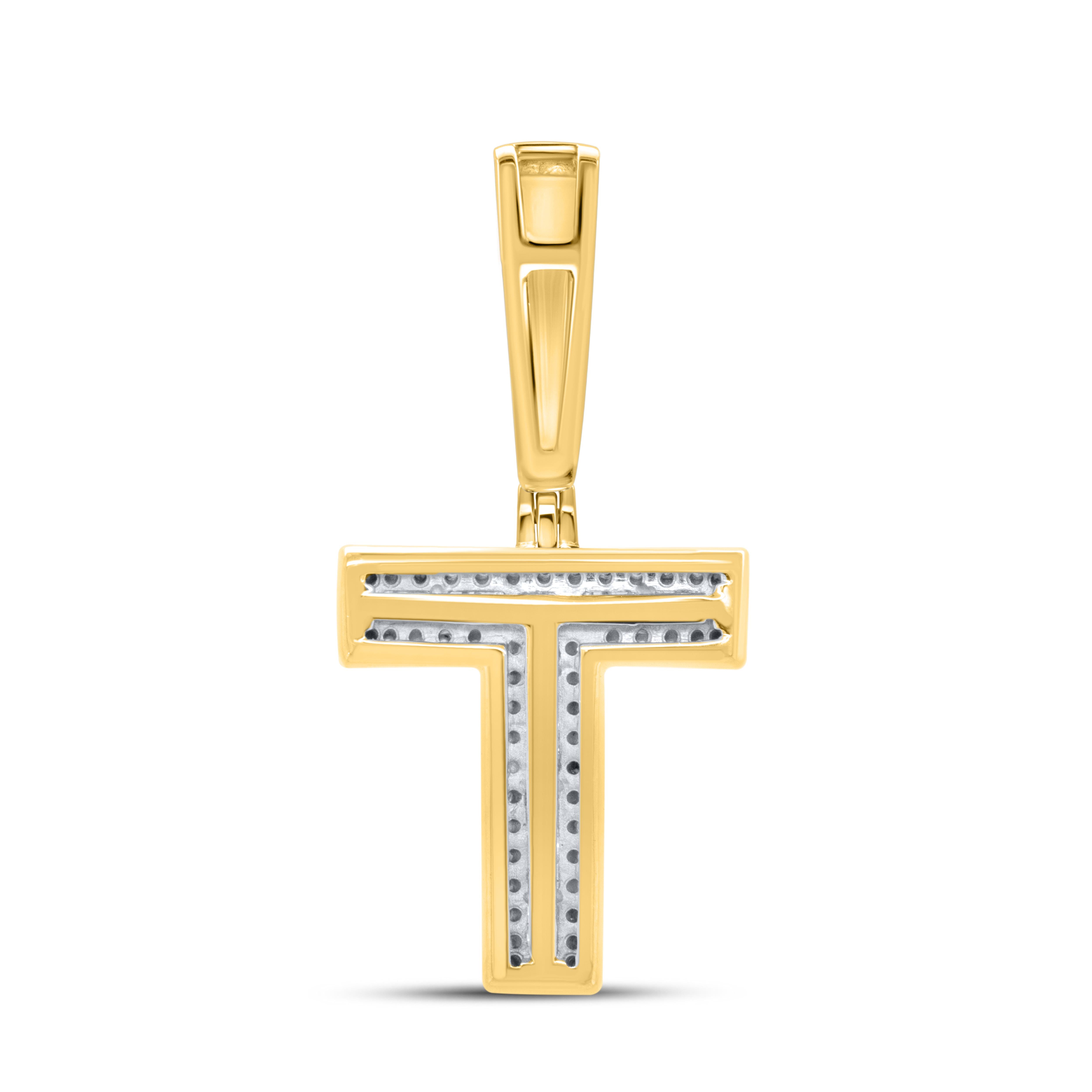 10kt yellow gold 0.34ctw Diamond Initial T Charm