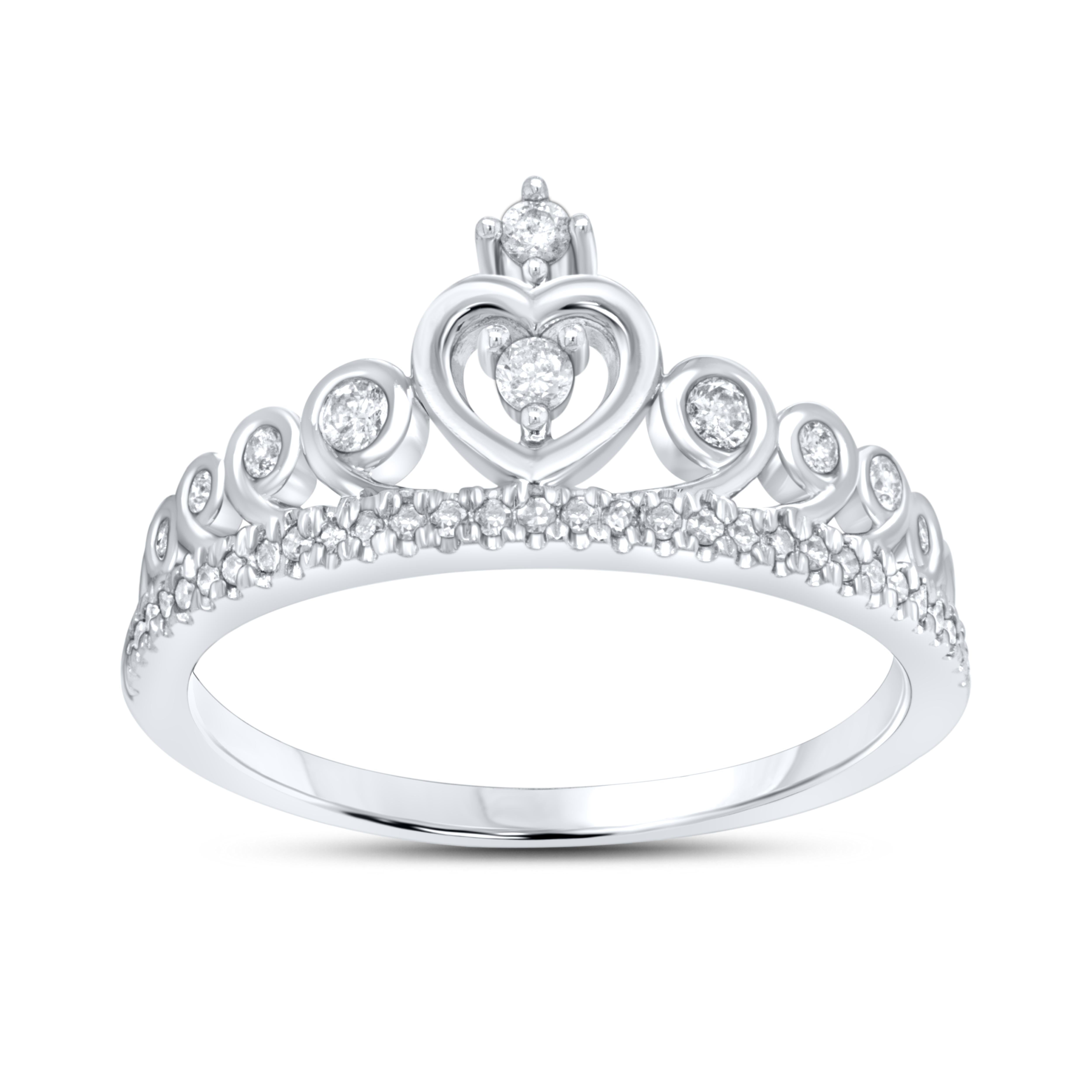 14kt White Gold 0.25 CTW Crown Diamond Ring
