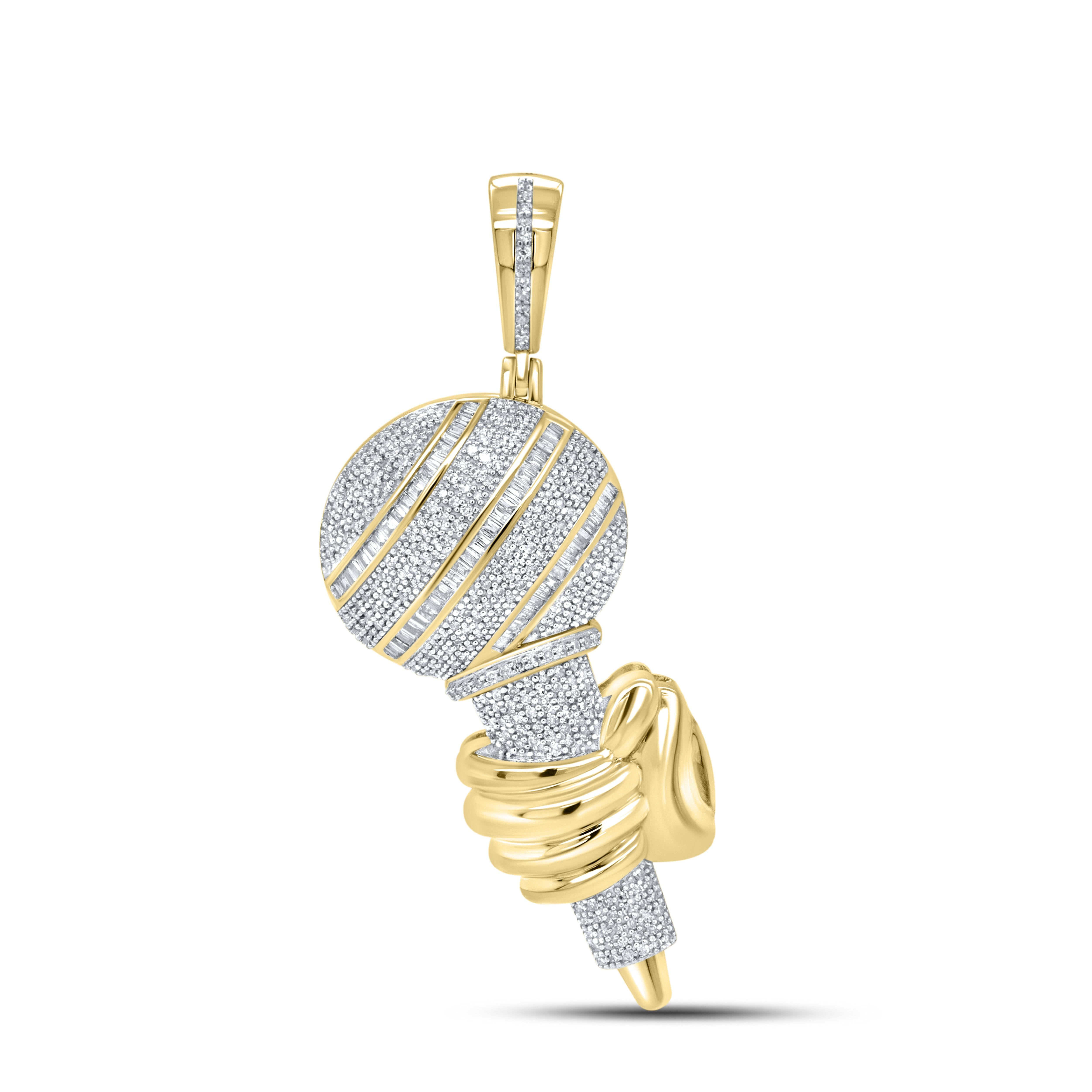 10k yellow gold 1.00 CTW Natural Diamond Charm Pendant