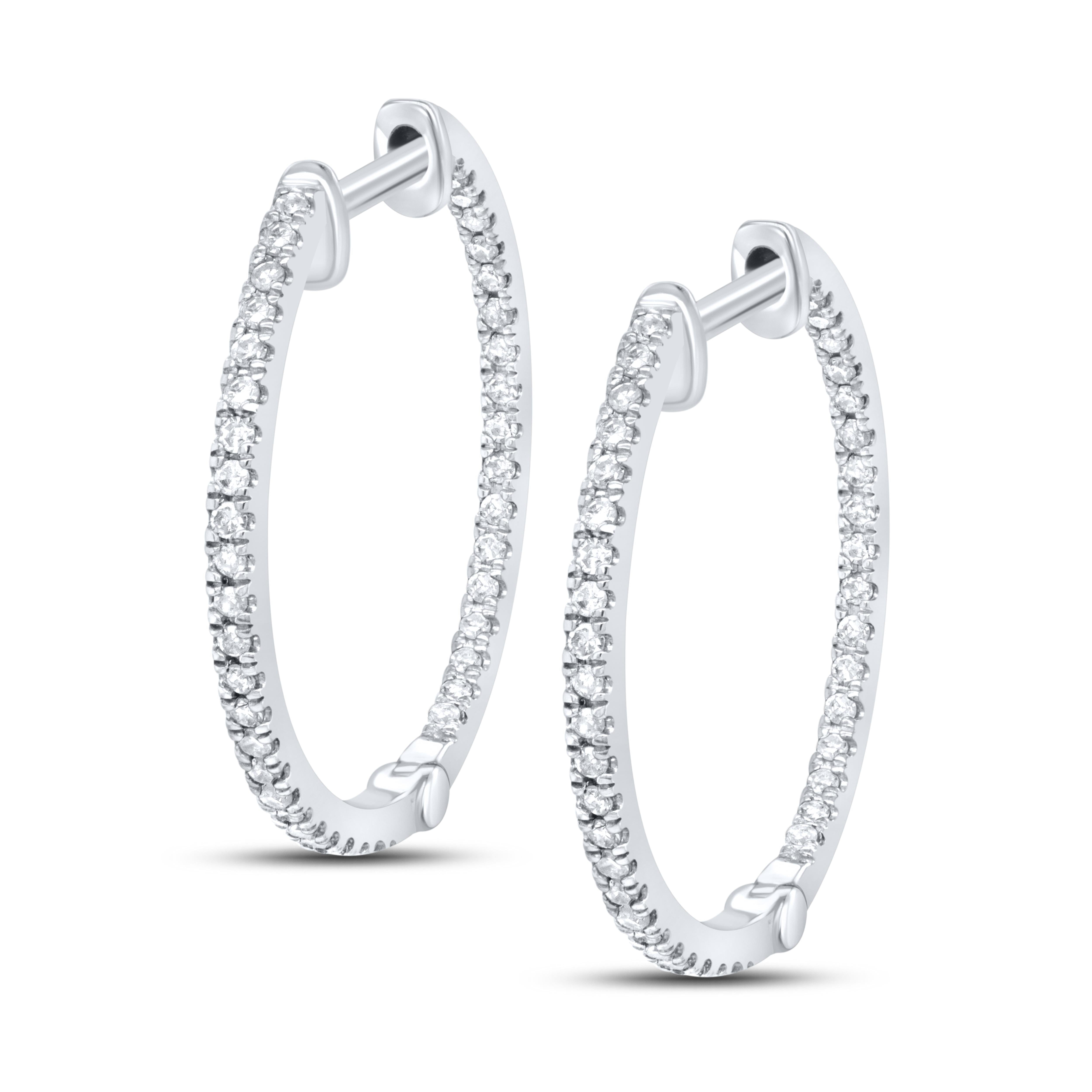 10kt White Gold 0.33 CTW Diamond Hoop Earring