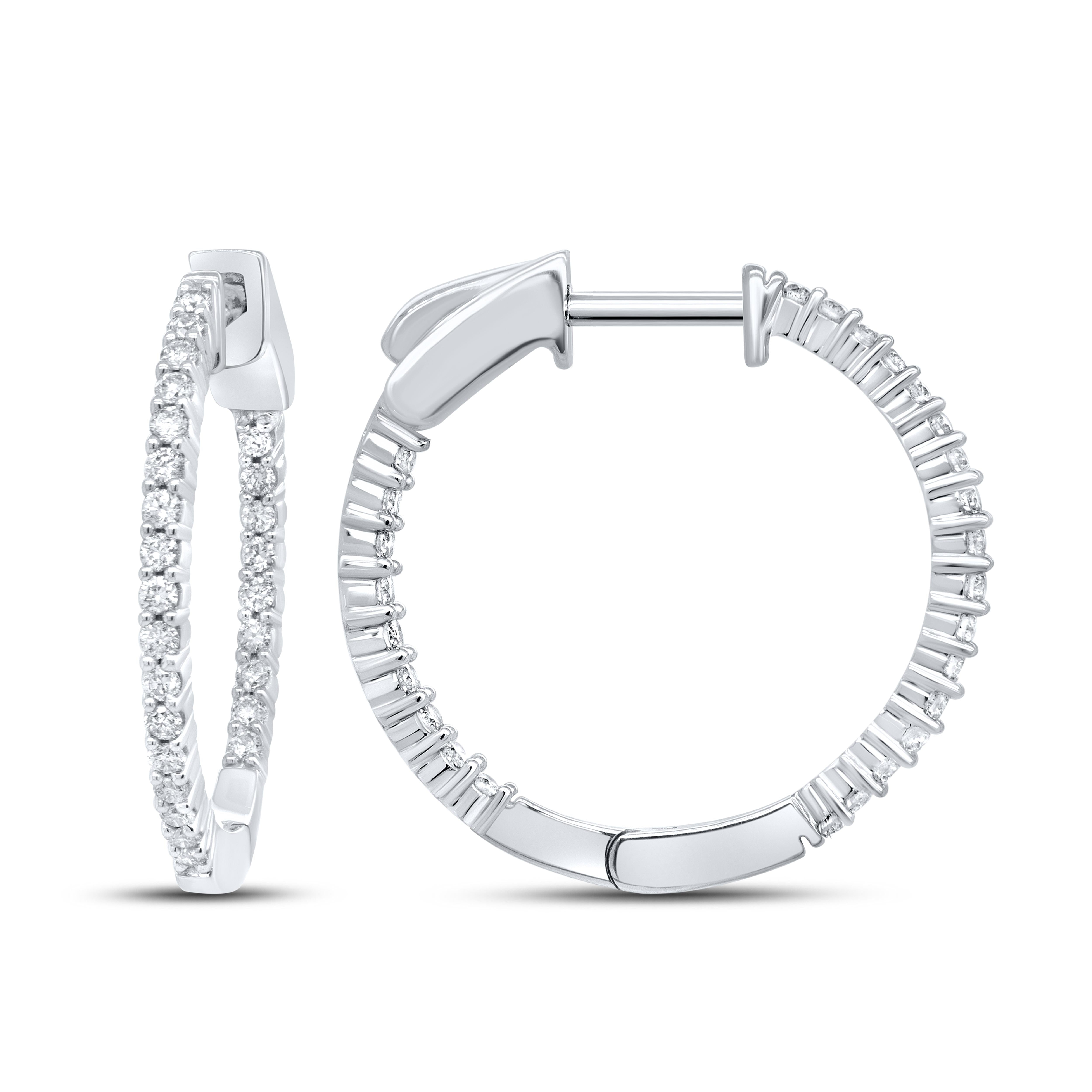 10kt White Gold 0.50 CTW Diamond Hoop Earring