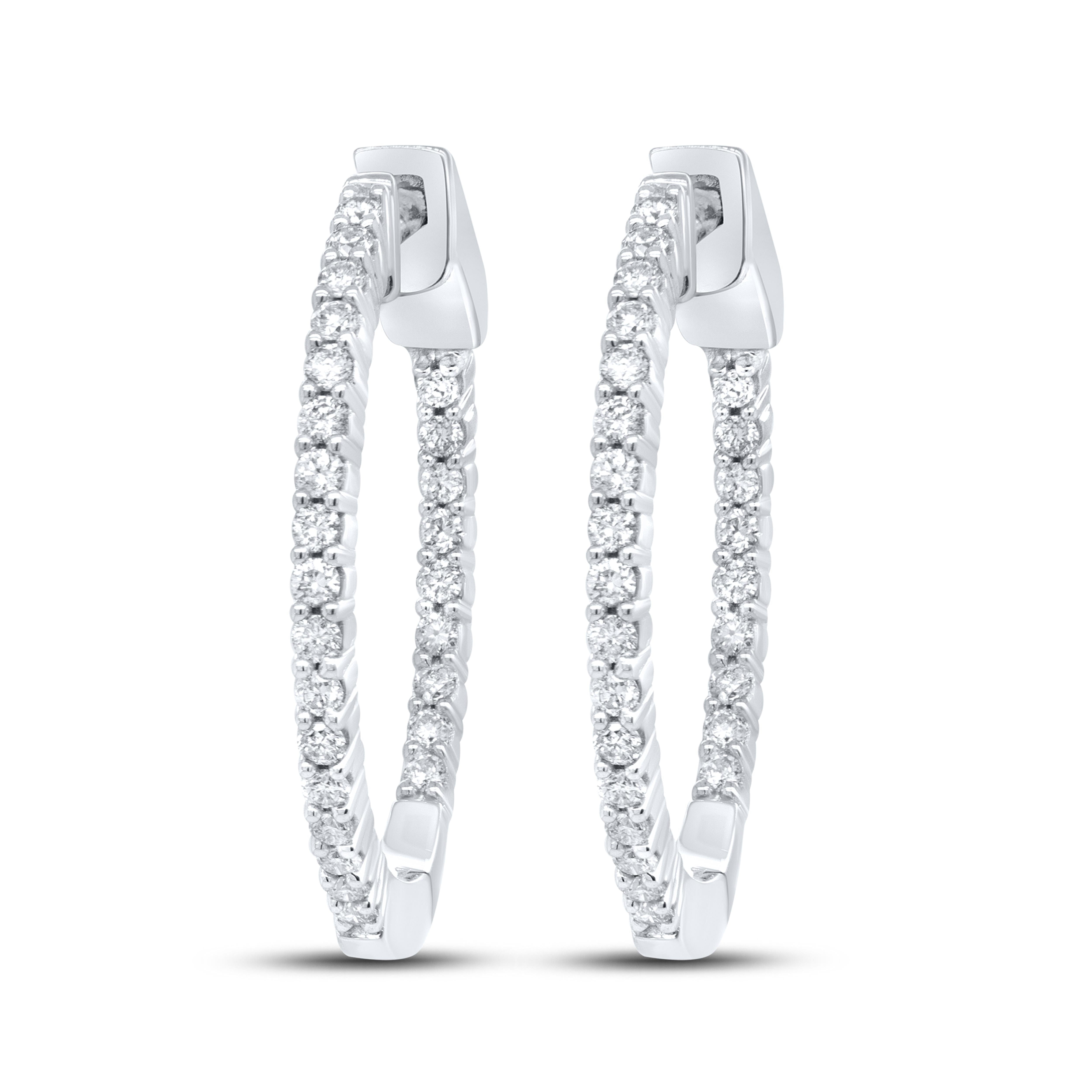 10kt White Gold 0.50 CTW Diamond Hoop Earring