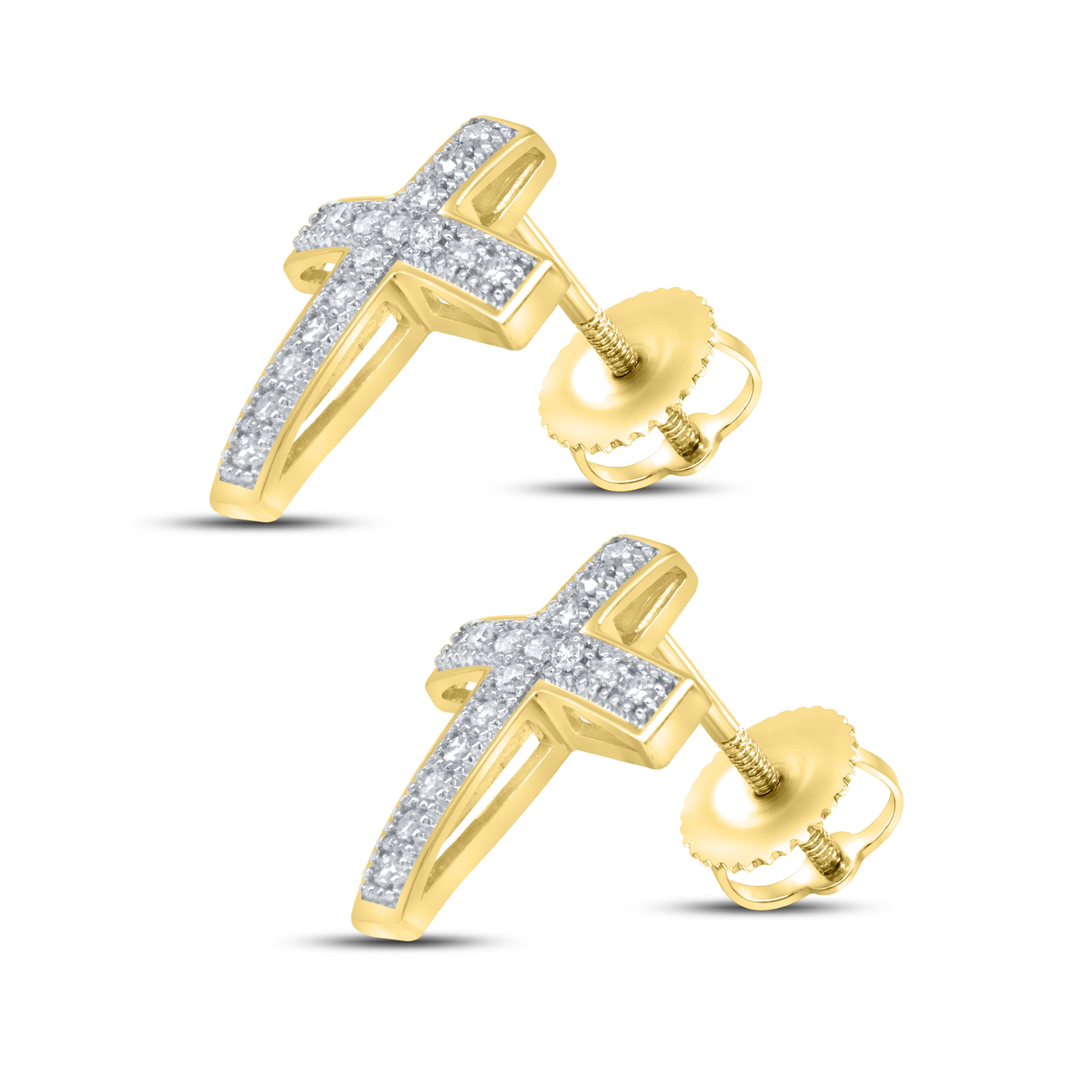 10KT YELLOW GOLD 0.10 CTW Diamond Earrings