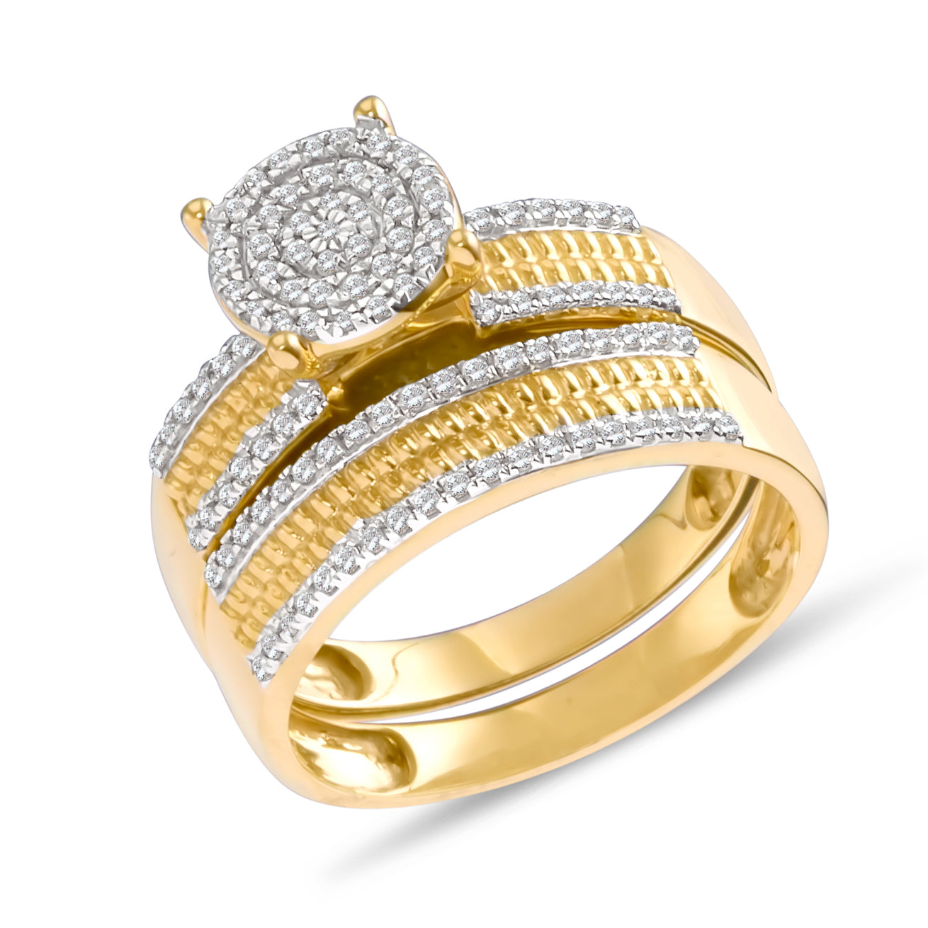 10k Yellow Gold 0.61 ctw Diamond bridal trio set