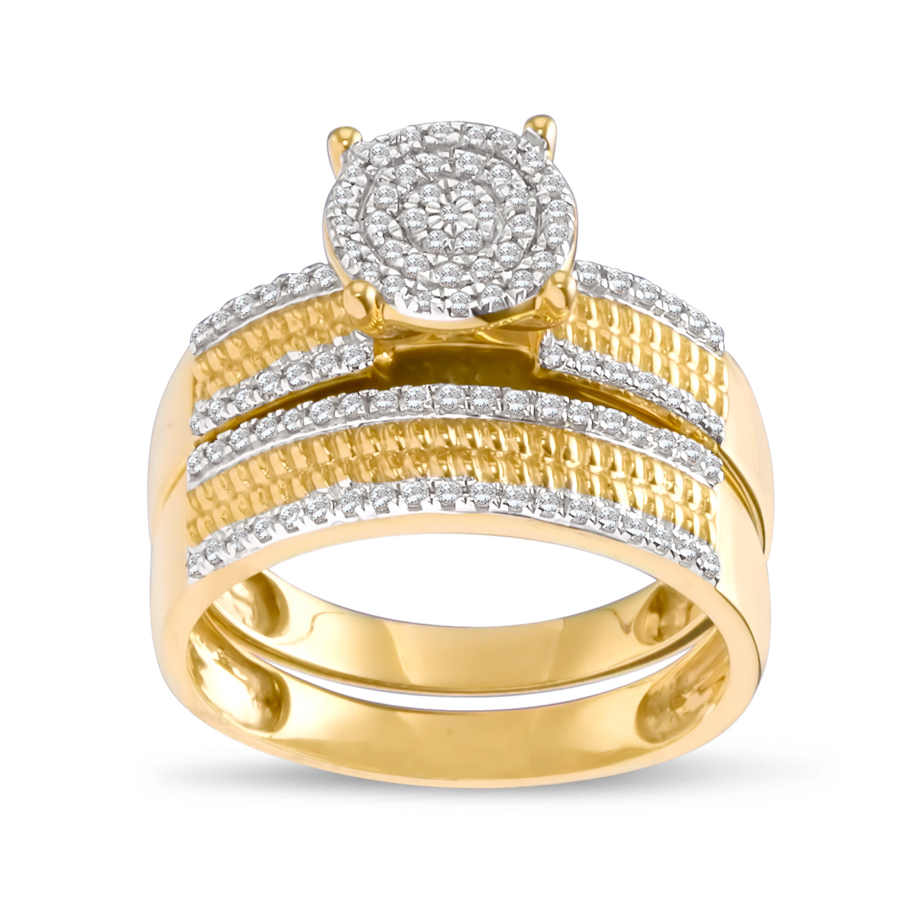 10k Yellow Gold 0.61 ctw Diamond bridal trio set
