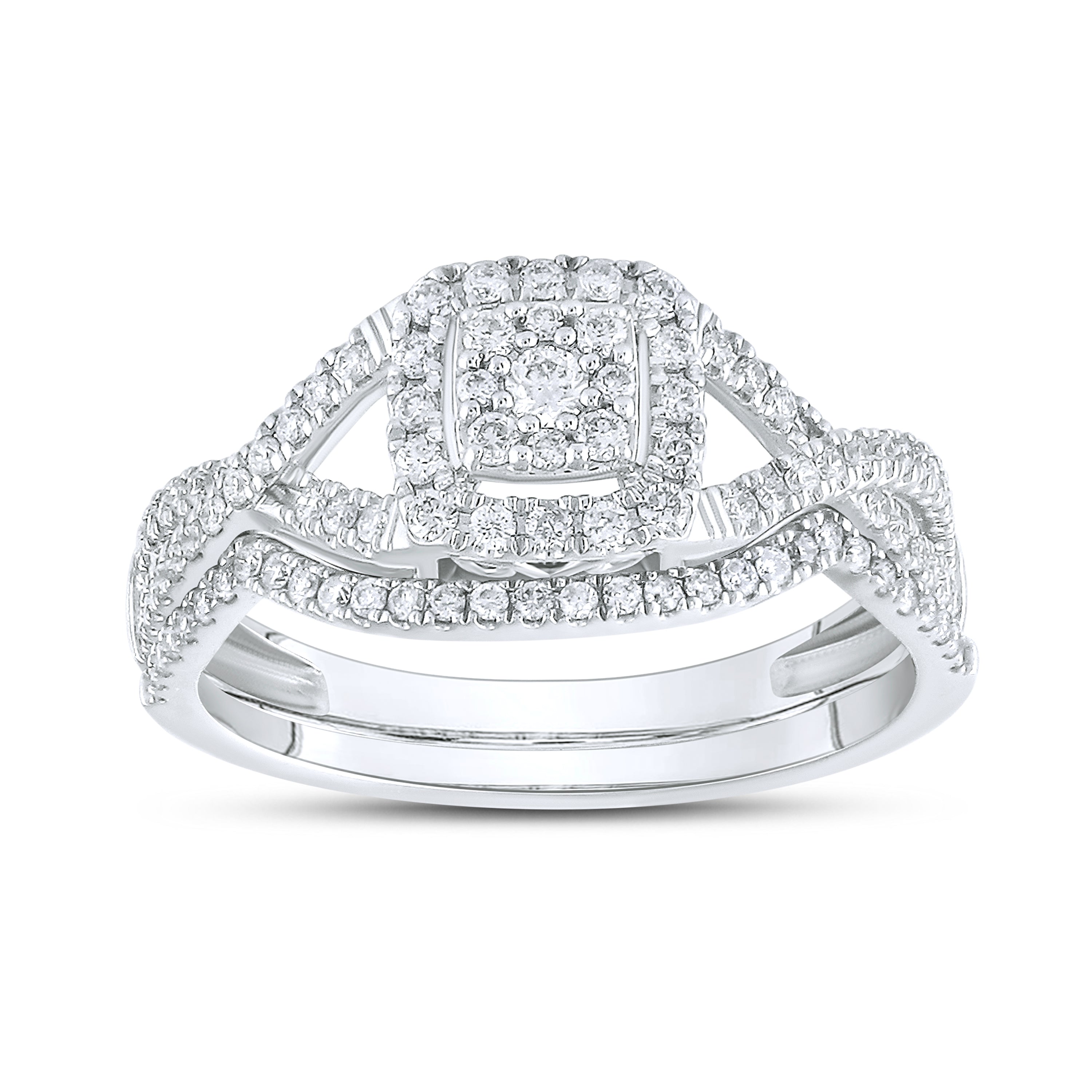 10kt White Gold 0.50 ctw Natural Diamond bridal ring set
