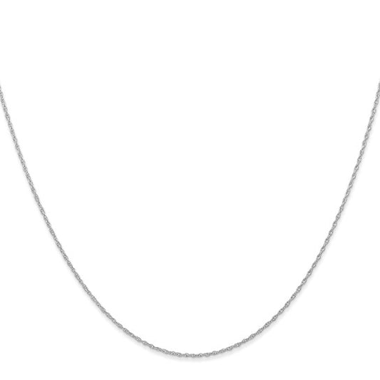 14KT White Gold 22 inch Carded .6mm Cable Rope with Spring Ring Clasp Chain