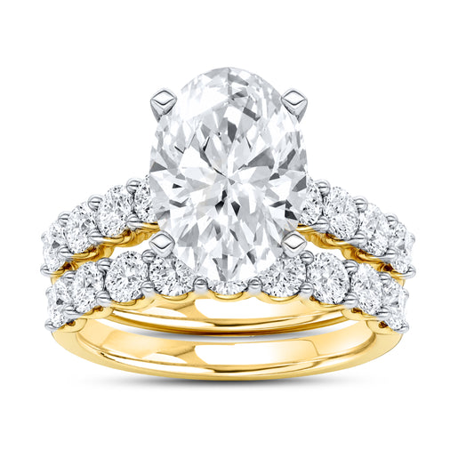 14k yellow gold 6.00 CTW Oval Shape Lab diamond Bridal ring set