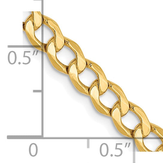 10KT Yellow Gold 4.3mm Semi-Solid Curb Chain