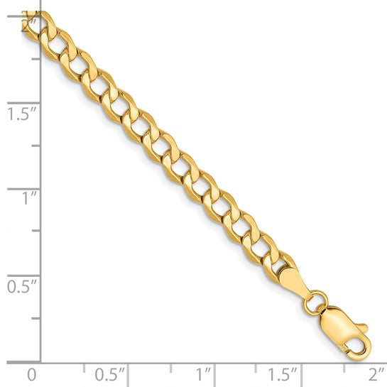 10KT Yellow Gold 4.3mm Semi-Solid Curb Chain
