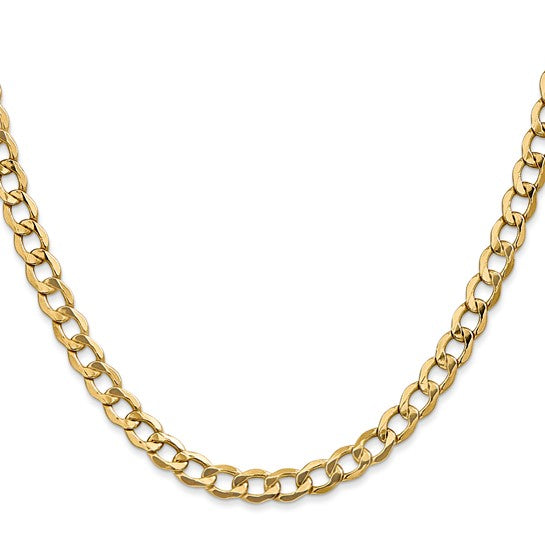 10KT Yellow Gold 5.25mm Semi-Solid Curb Chain